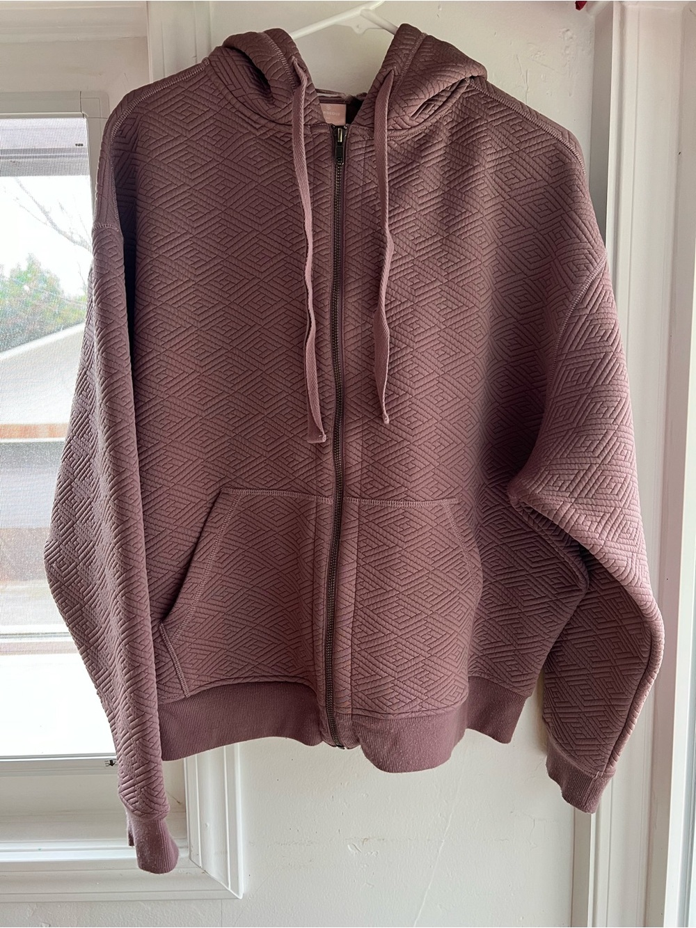 ThirdLove Quilted Zip Hoodie in Mauve